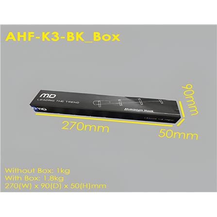MD DOUBLE 3 HOOK AHF-K3-BK ALUMINIUM BLACK