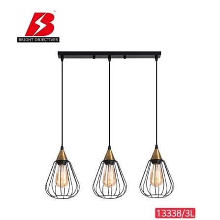 BRIGHT OBJECTIVES PENDANT LAMP 13338/3L 60CM BLACK + GOLD