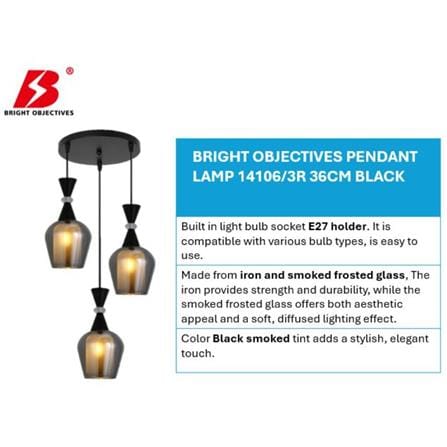 BRIGHT OBJECTIVES PENDANT LAMP 14106/3R 36CM BLACK
