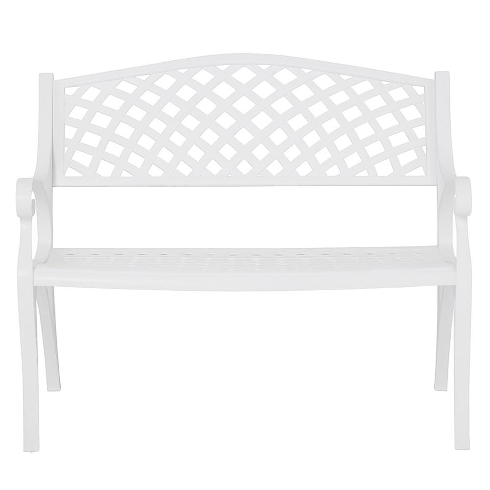 METEL BENCH WITH BACKREST/ARMREST  100CM WHITE
