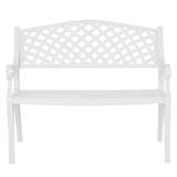 METEL BENCH WITH BACKREST/ARMREST  100CM WHITE