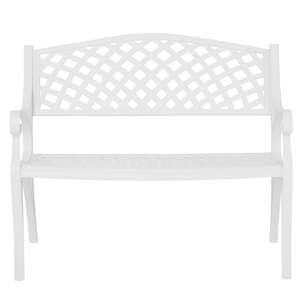 METEL BENCH WITH BACKREST/ARMREST  100CM WHITE