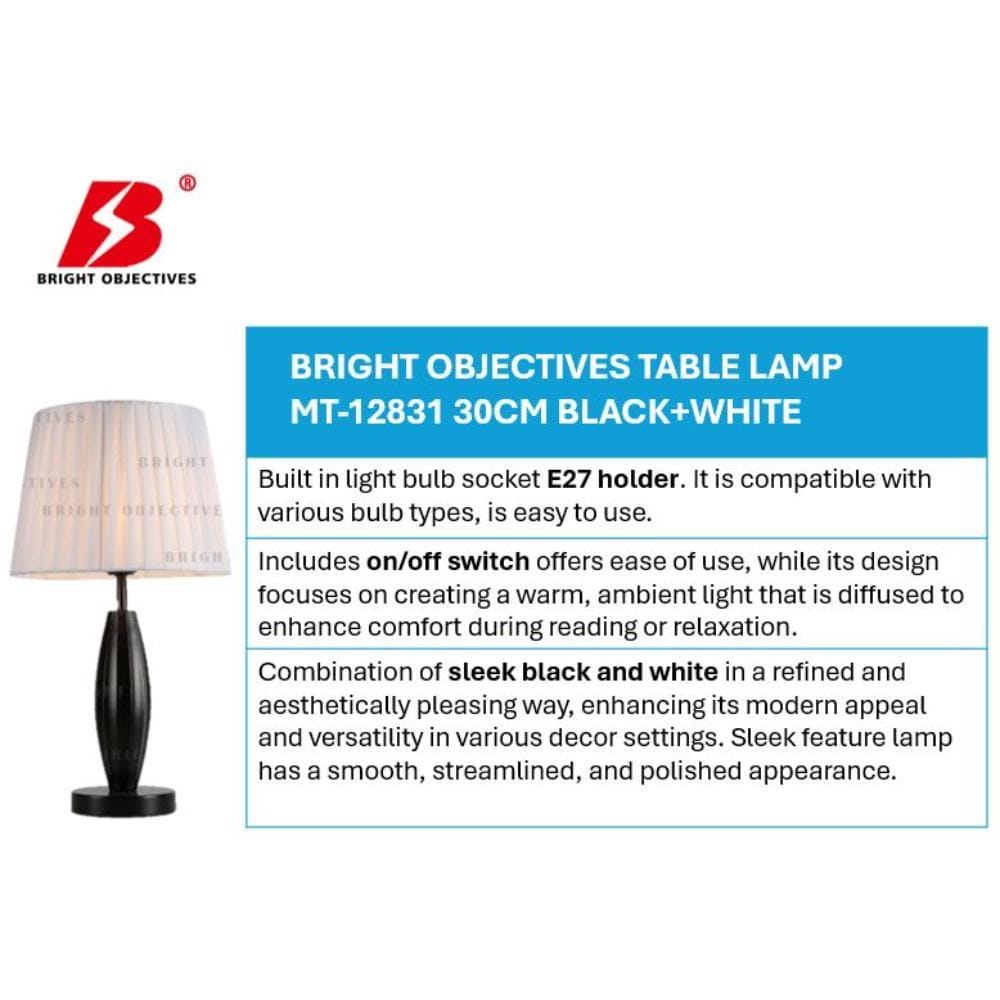 BRIGHT OBJECTIVES TABLE LAMP MT-12831 30CM BLACK+WHITE