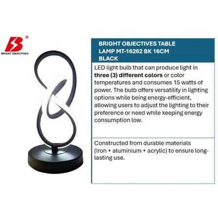 BRIGHT OBJECTIVES TABLE LAMP MT-16262 BK 16CM BLACK