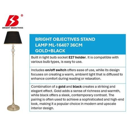 BRIGHT OBJECTIVES FLOOR LAMP ML-16407 36CM GOLD+BLACK