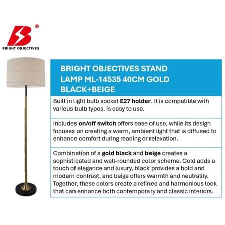 BRIGHT OBJECTIVES FLOOR LAMP ML-14535 40CM GOLD BLACK+BEIGE