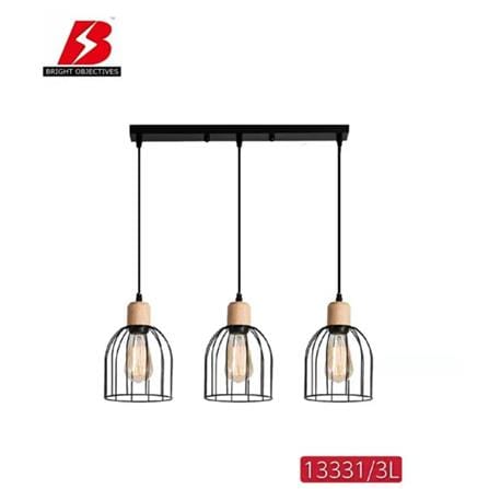 BRIGHT OBJECTIVES PENDANT LAMP 13331/3L 60CM BLACK + LIGHT BROWN