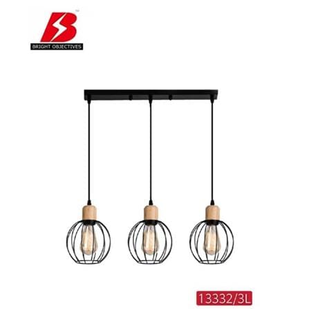 BRIGHT OBJECTIVES PENDANT LAMP 13332/3L 60CM BLACK + LIGHT BROWN
