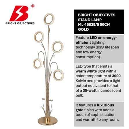 BRIGHT OBJECTIVES FLOOR LAMP ML-15839/5 50CM GOLD