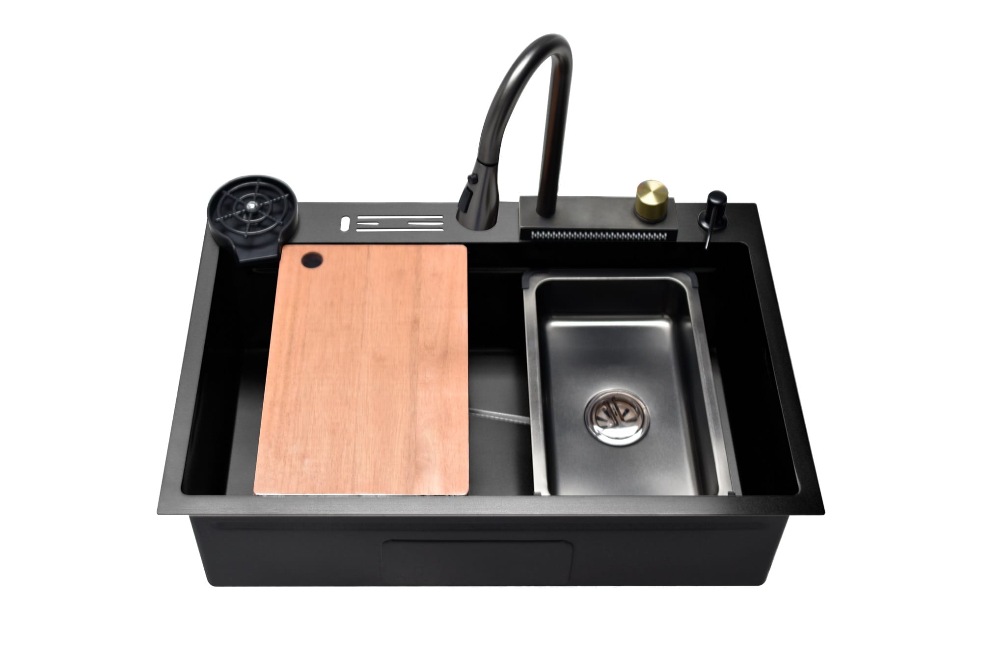 CABANA BUILT-IN KITCHEN NANOGRAIN SINK 1BOWL CKS7558-BL BLACK 80CM WITH PULL OUT MIXER TAP