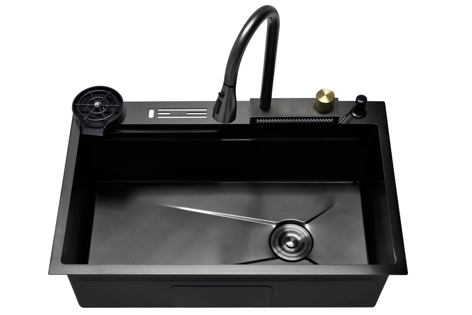 CABANA BUILT-IN KITCHEN NANOGRAIN SINK 1BOWL CKS7558-BL BLACK 80CM WITH PULL OUT MIXER TAP