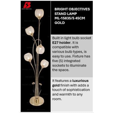 BRIGHT OBJECTIVES FLOOR LAMP ML-15835/5 45CM GOLD