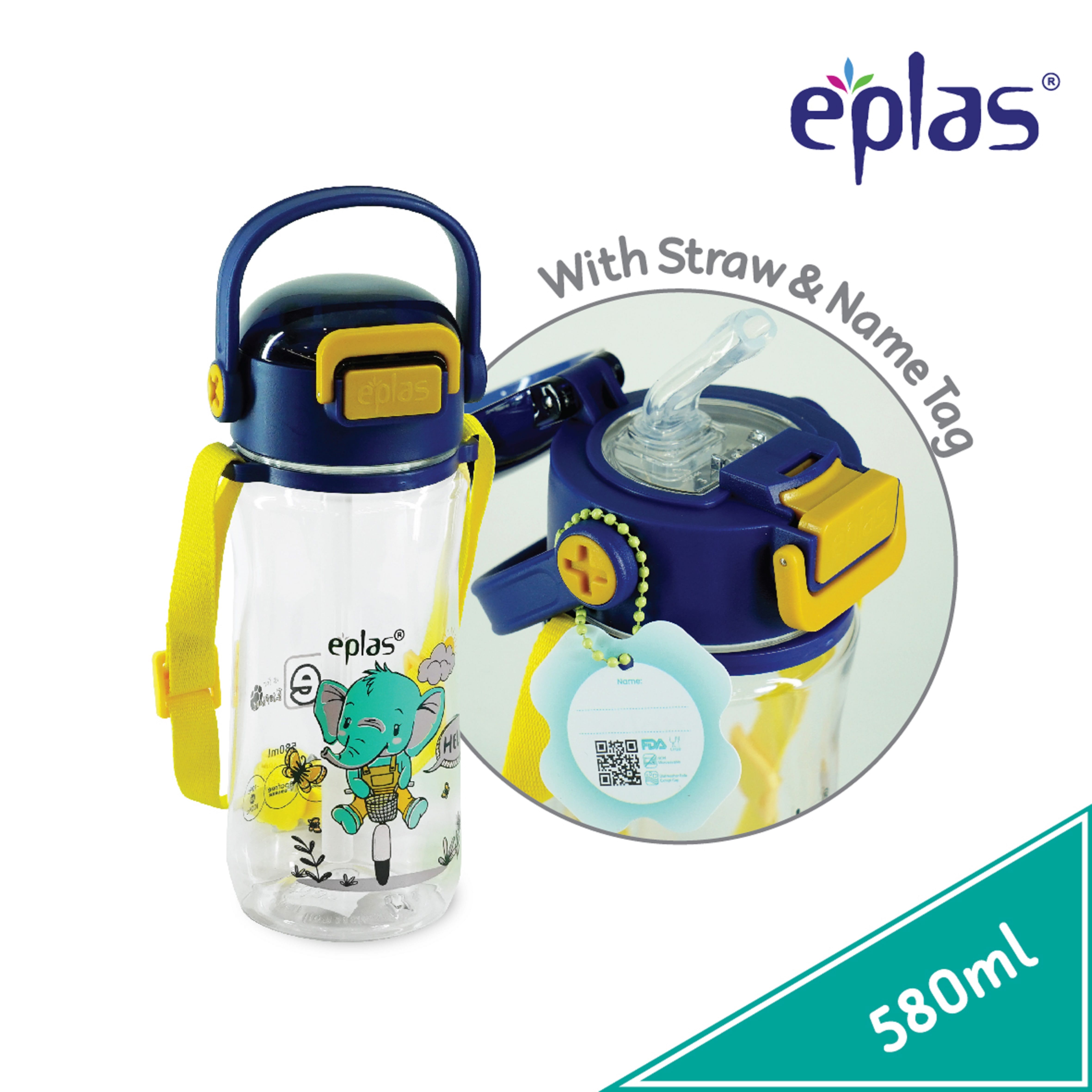 EPLAS KIDS WATER BOTTLE ONE TOUCH 580ML EGBR-580BPA
