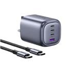 UGREEN NEXODE 100W 3C1A GAN FAST CHARGER + USB-C TO USB-C CABLE 100W 2M (SPACE GRAY)