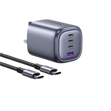 UGREEN NEXODE 100W 3C1A GAN FAST CHARGER + USB-C TO USB-C CABLE 100W 2M (SPACE GRAY)
