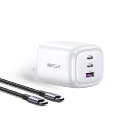 UGREEN NEXODE 65W 2C1A GAN FAST CHARGER + USB-C TO USB-C CABLE 100W 1.5M (WHITE)
