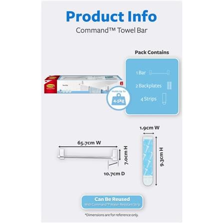 COMMAND TOWEL BAR TOWEL BAR 17730 WHITE