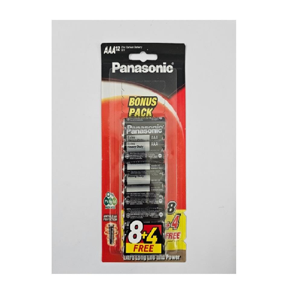 PANASONIC EXTRA HEAVY DUTY BATTERY 8+4 AAA R03NP/12B4F