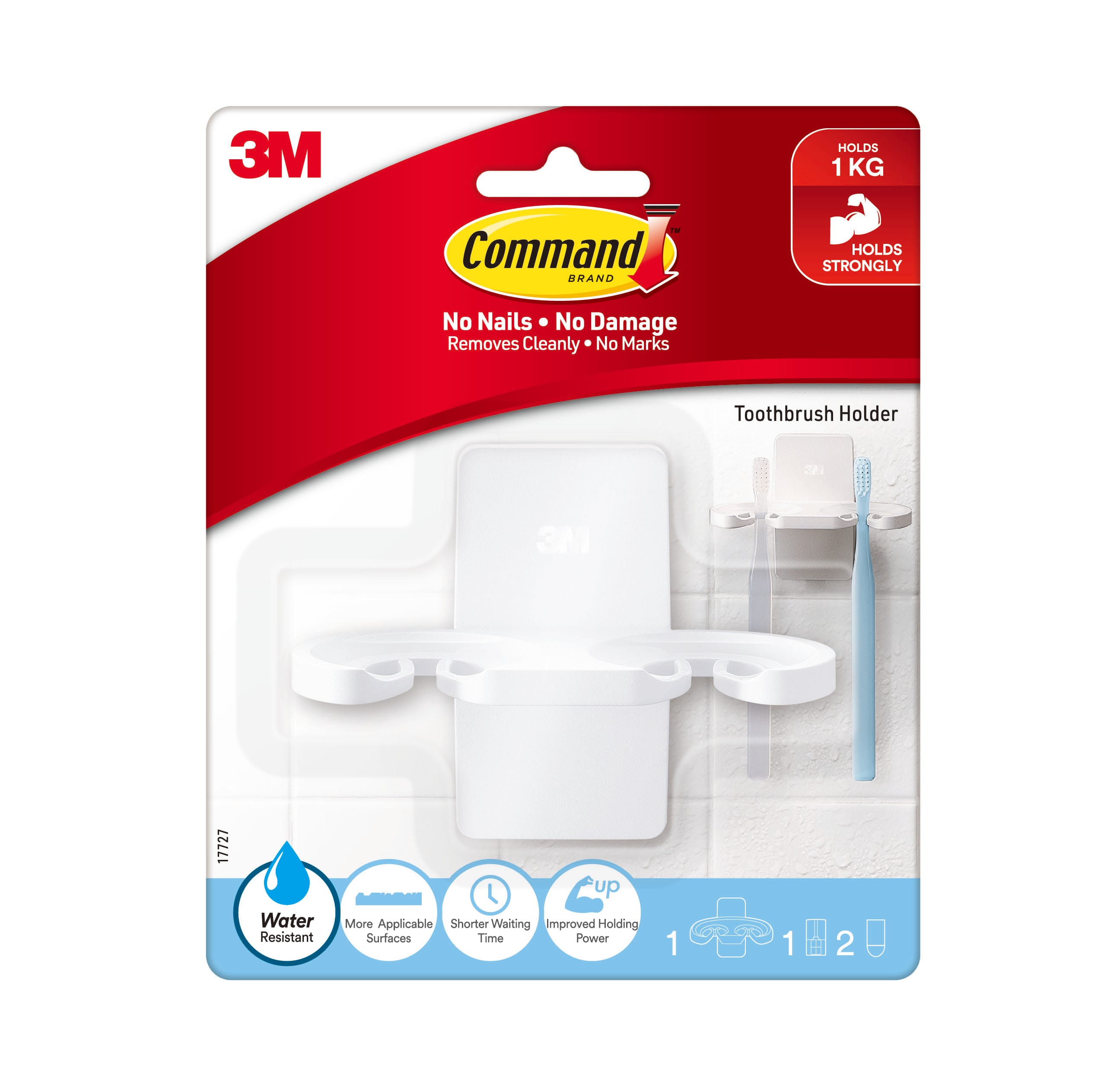 COMMAND TOOTHBRUSH HOLDER 17727 WHITE