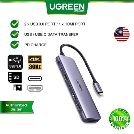 UGREEN USB-C 3.1 7IN1 DOCKING HDMI 4K@30HZ+2*USB-A 3.0+USB-C 3.1+SD&TF+PD ALUMINUM CASE