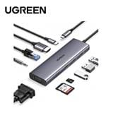 UGREEN USB-C 10IN1 DOCKING TO 3*USB-A 3.0+HDMI+VGA+RJ45 GIGABIT+SD/TF+AUX3.5MM+PD100W