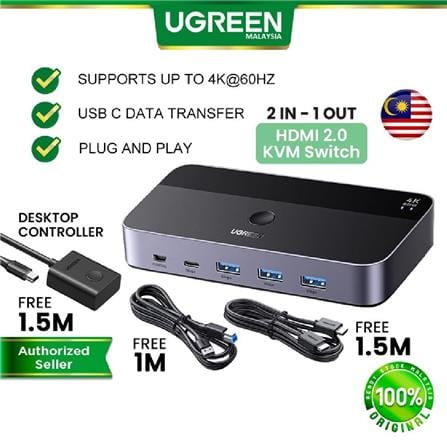 UGREEN HDMI KVM SWITCH 4K@60HZ 2 IN 1 OUT