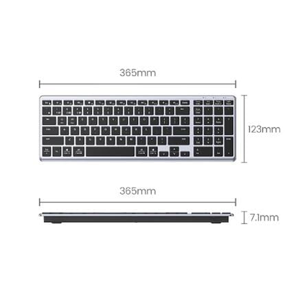 UGREEN DUAL MODE W/L 2.4G + BT 5.0 ULTRA SLIM KEYBOARD (GREY)