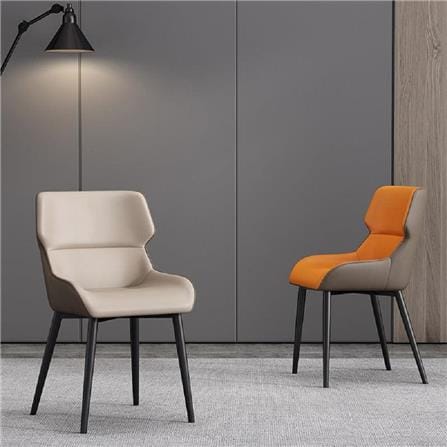 DINING CHAIR H005 PU KHAKI ORANGE