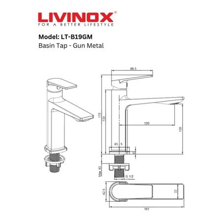 LIVINOX BASIN FAUCET LT-B19GM GUN METAL