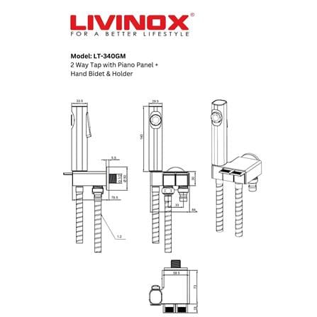 LIVINOX RINSING SPRAY SET 2WAY LT-340GM GUN METAL BLACK