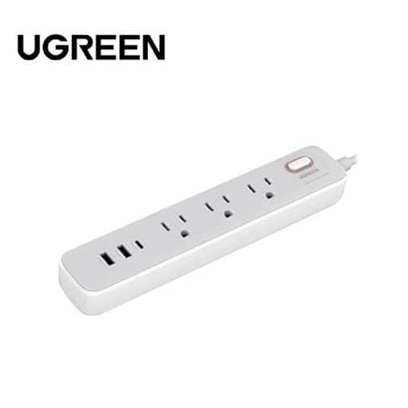UGREEN SURGE PROTECTOR POWER STRIP 3UK OUTLET+2A1C 30W 2M CABLE RETAIL PACK (WHITE)