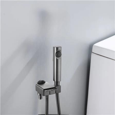 LIVINOX 2WAY FAUCET LT-PP321GM WITH BIDET HOLDER + PIANO BUTTON GUN METAL BLACK