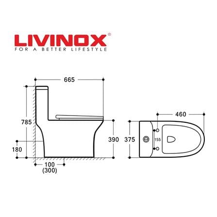 LIVINOX 1P TOILET LWC-618-PS H75XW37XD67.5CM WHITE