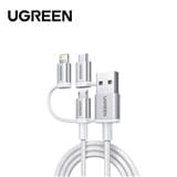 UGREEN 3-IN-1 USB-A 2.0 MULTIFUNCTION CABLE WITH BRAID 1.5M (SILVER WHITE)