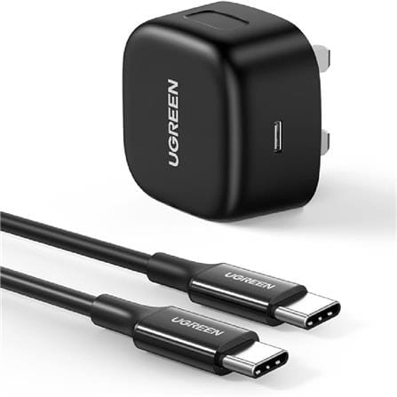 UGREEN 20W USB-C PD FAST CHARGER + USB-C TO LIGHTNING CABLE 1M (BLACK)
