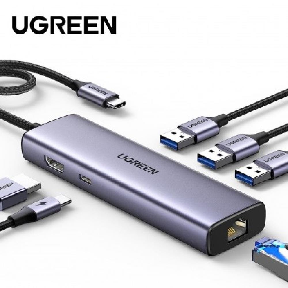 UGREEN USB-C TO 3*USB-A 3.0 HUB + HDMI 4K@30HZ + RJ45 GIGABIT+PD