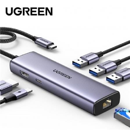 UGREEN USB-C TO 3*USB-A 3.0 HUB + HDMI 4K@30HZ + RJ45 GIGABIT+PD