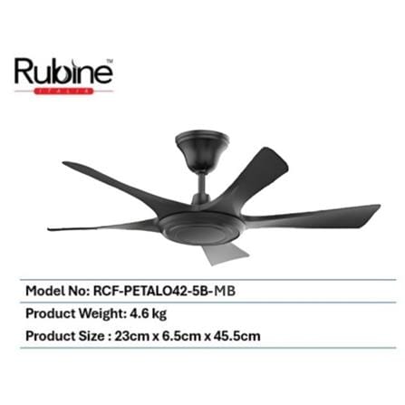 RUBINE CEILING FAN RCF-PETALO42-5B-MATTE BLACK 42"
