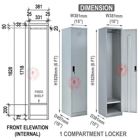 HIGH CABINET 1 COMPARTMENT STEEL LOCKER