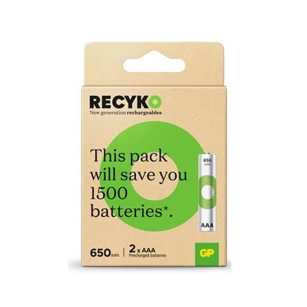 GP RECYKO RECHARGEABLE BATTERY 650mAh AAA 2S