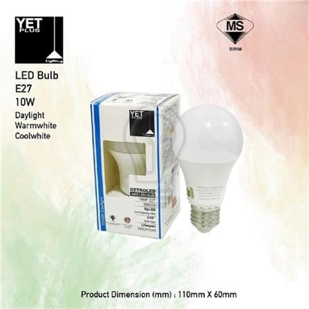 PROJECT - YETPLUS LED RETROLED BULB A60 10W 4000K COOL WHITE (SIRIM)