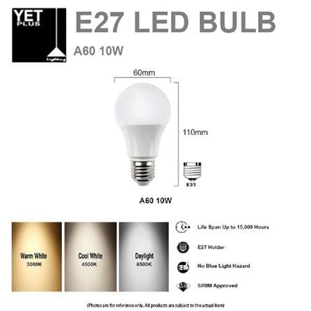 PROJECT - YETPLUS LED RETROLED BULB A60 10W 4000K COOL WHITE (SIRIM)