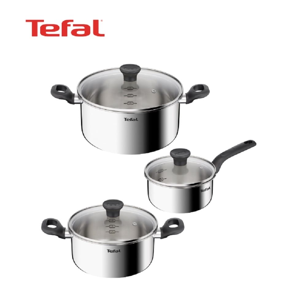 TEFAL STARTER 6PCS SET (SP16CM + STW20CM + STW24CM W/LID) -E325S6