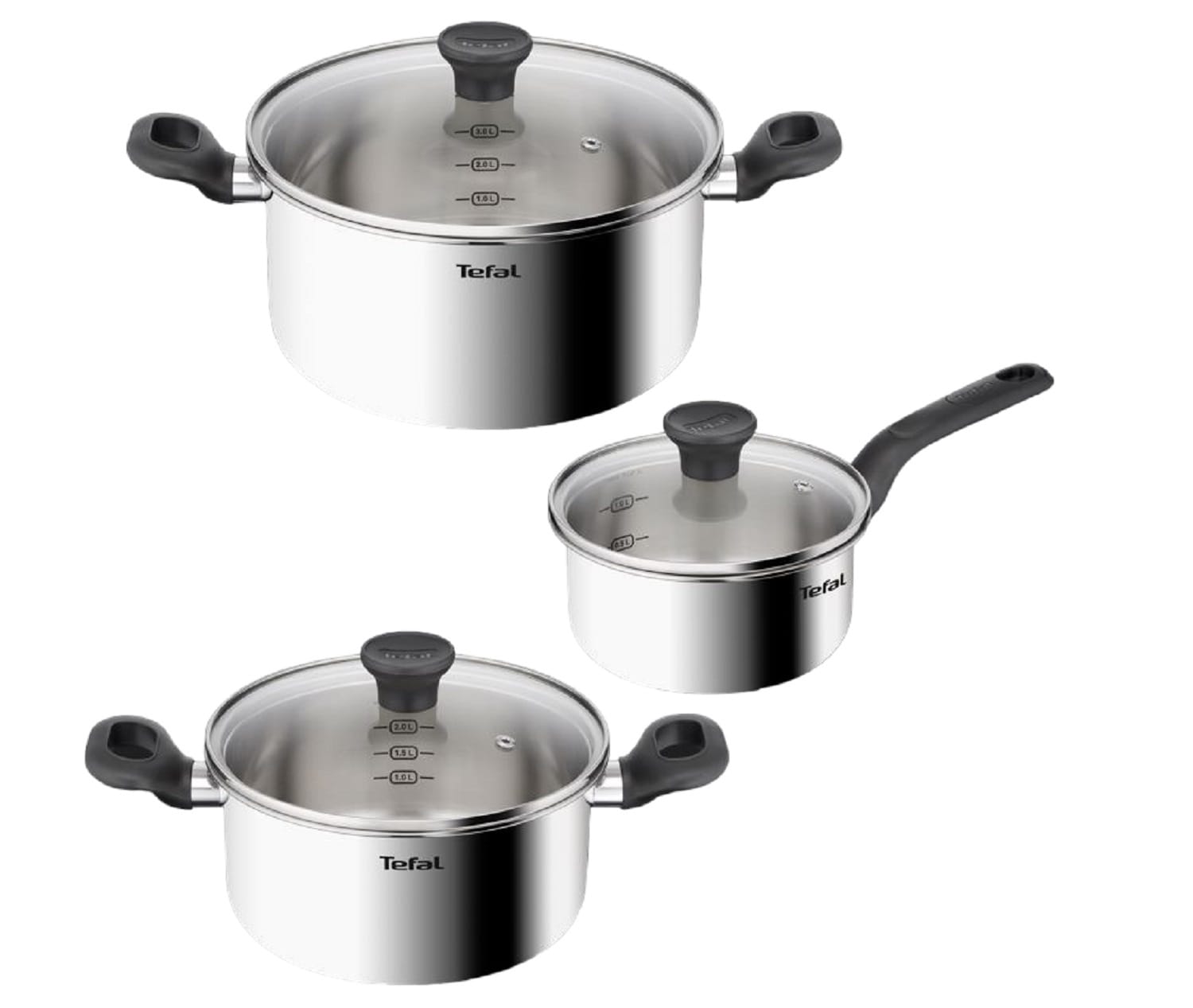 TEFAL STARTER 6PCS SET (SP16CM + STW20CM + STW24CM W/LID) -E325S6