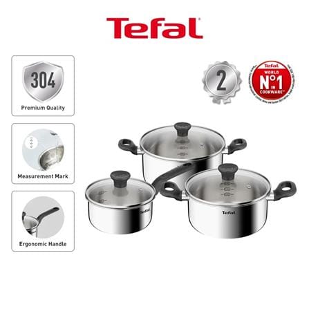 TEFAL STARTER 6PCS SET (SP16CM + STW20CM + STW24CM W/LID) -E325S6
