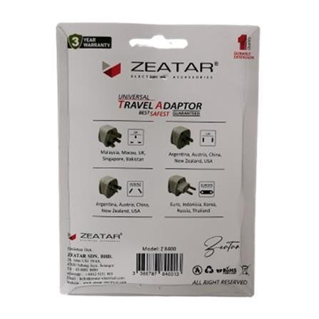 TRAVEL ADAPTOR ALL-IN-ONE Z8400N ZEATAR WHITE