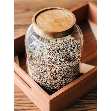 COSSY PLUS GLASS FOOD STORAGE JARS 2500ML WITH  ACACIA WOODEN LID