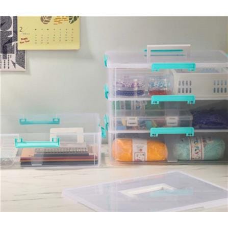 STORAGE BOX WITH HANDLES&nbsp;KEYWAY 8L CC111 CLEAR 36.6x29x10.7CM