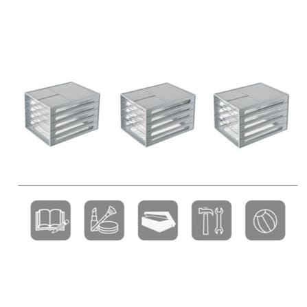 A4 PAPER DRAWER 4TIER KEYWAY 2L+1S DV201 GREY 25.3X34X22.8CM