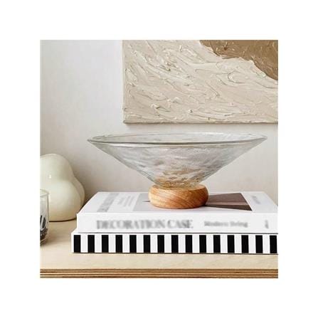 COSSY PLUS GLASS SERVING BOWL 25CM WITH WOOD STAND